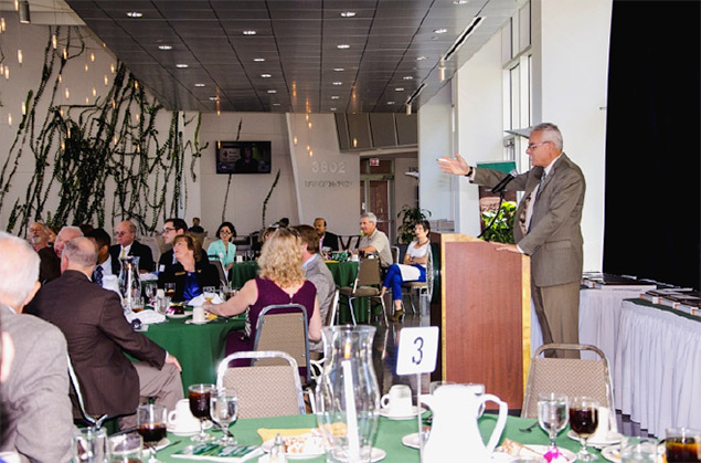 Paul Sanberg addresses attendees (Photo: Aimee Blodgett).