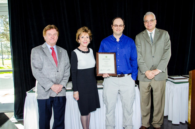 Dwayne Smith, Judy Genshaft, Chad Dickey, and Paul Sanberg (Photo: Aimee Blodgett).